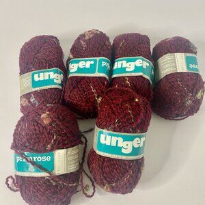 Unger Primrose Italy Wool Mohair Lot of 6 Red Mix Yarn Skeins